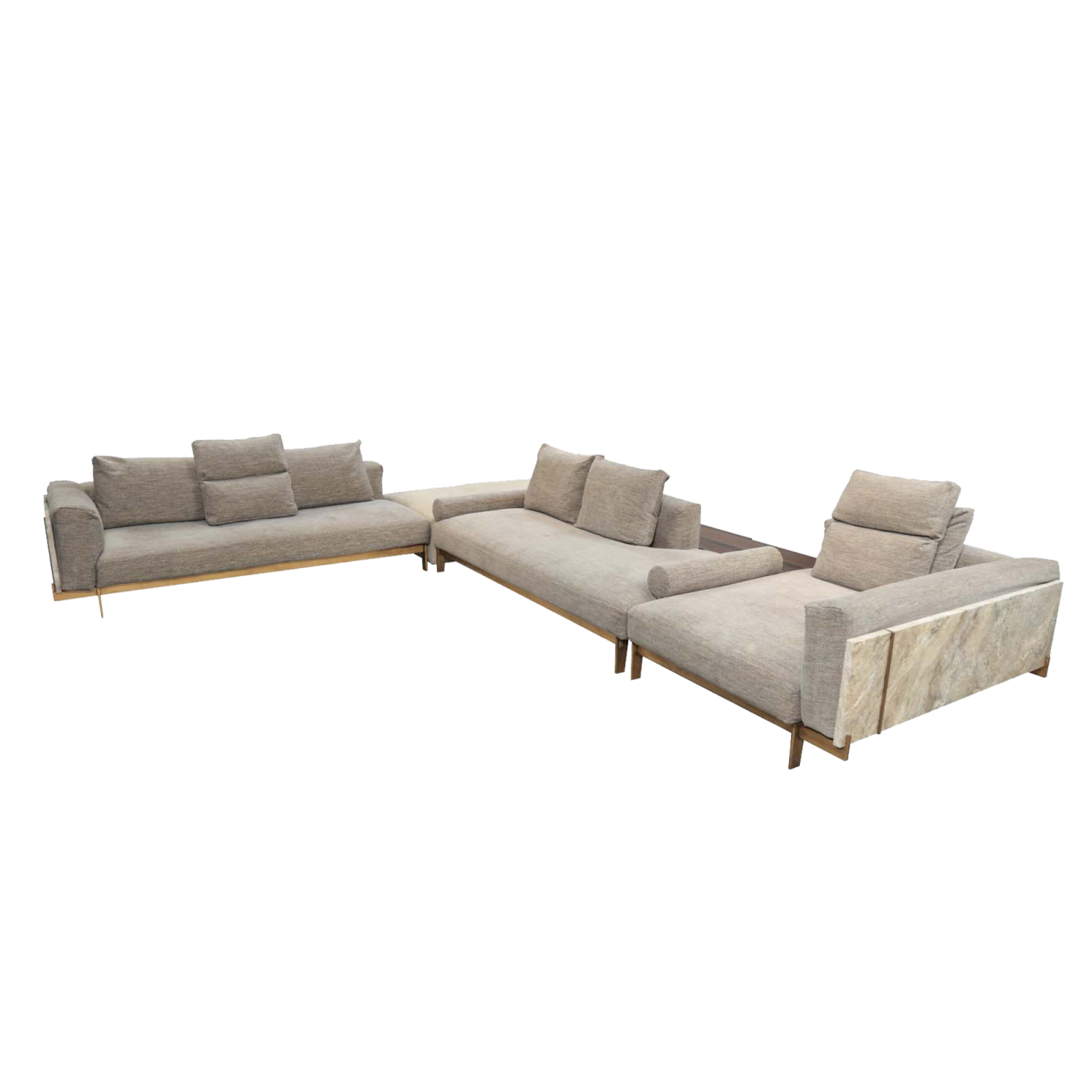 Atlantide Sofa, consisting of a combination of goose feather detailed wood and marble
