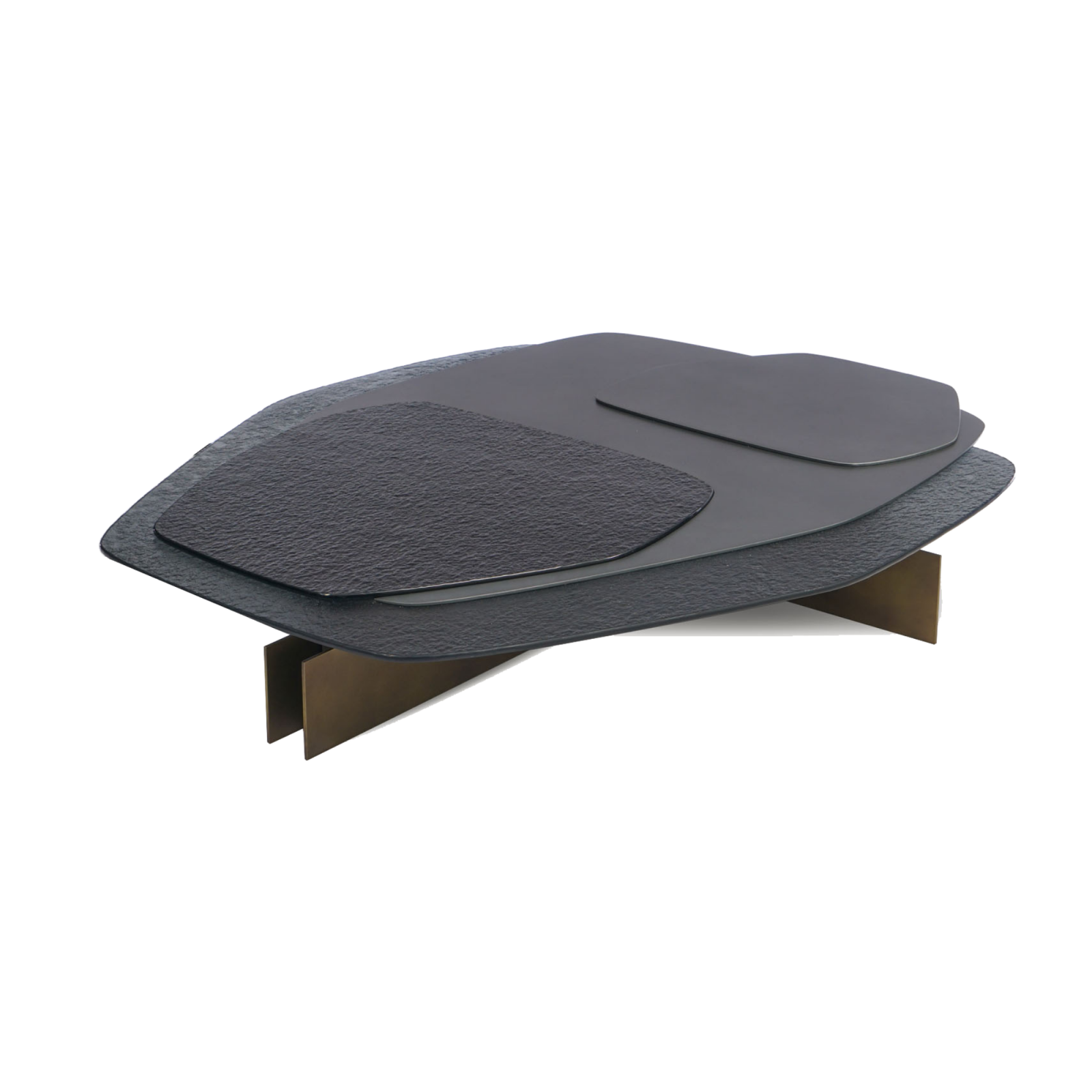 Stone Coffee Table is made from perfection with its bold combination of metal and fusion glass standing on a white background.
