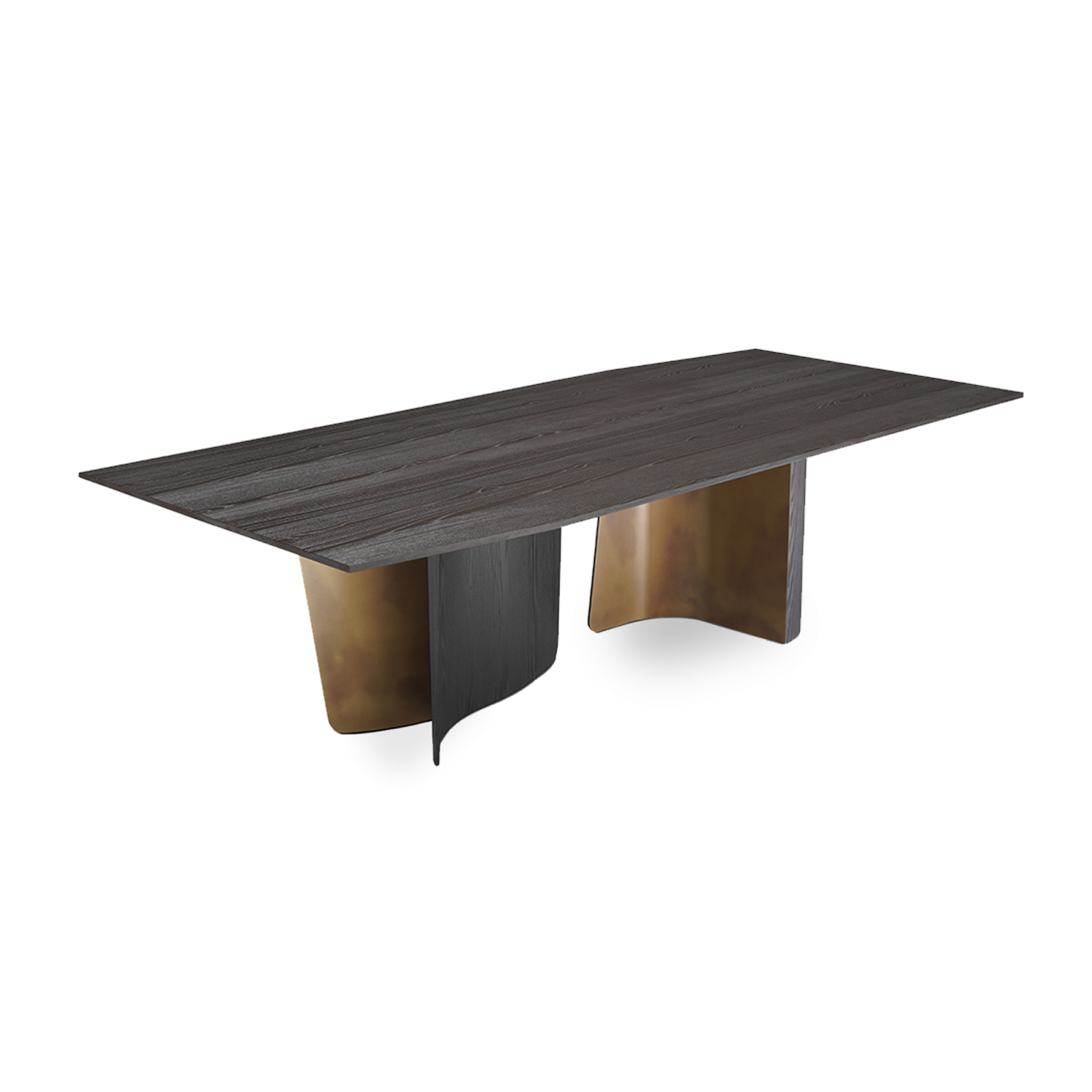 rectangular Leaf  Table reveals all its elegance and peculiarity in the play of metal sheets and solid wood of the base.
