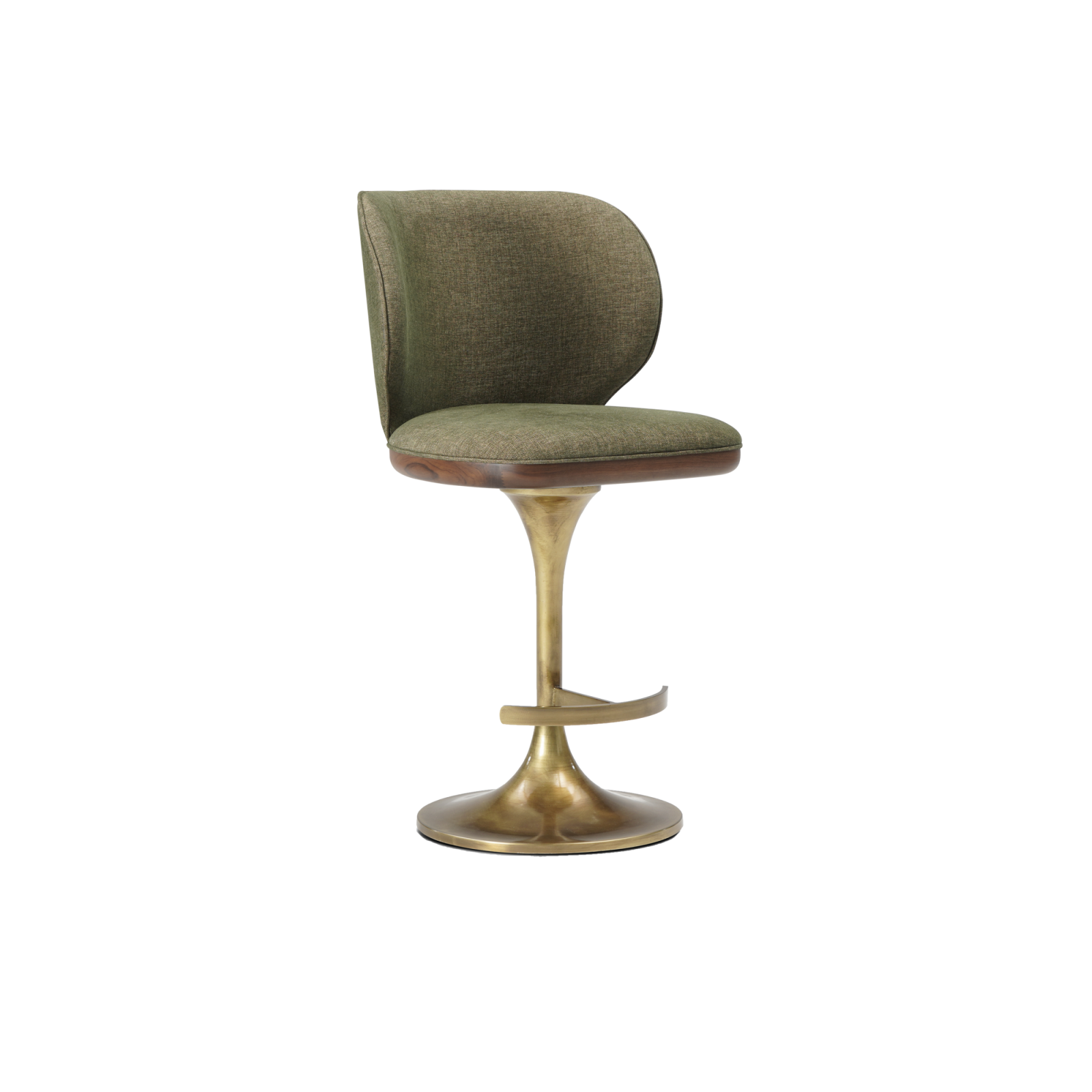 orissa bar chair, consisting of a single gold-colored leg and green colors