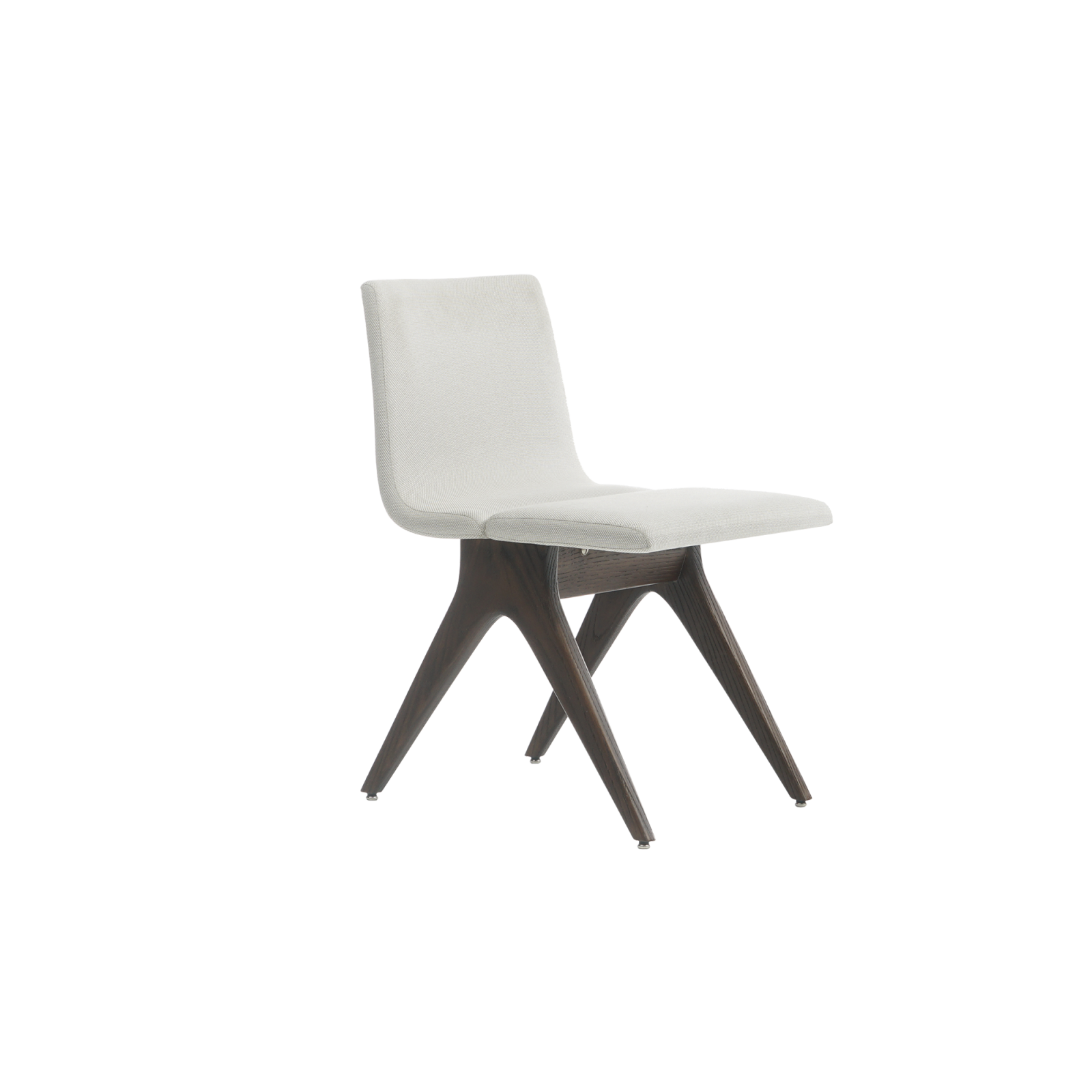 Feel Chair made of soft fabric upholstery and solid walnut