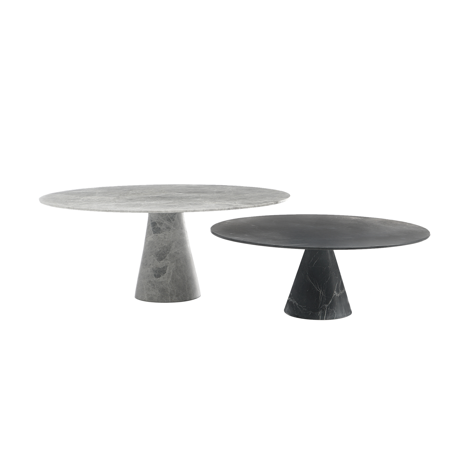Two different marble IDEE coffee tables, black and white
