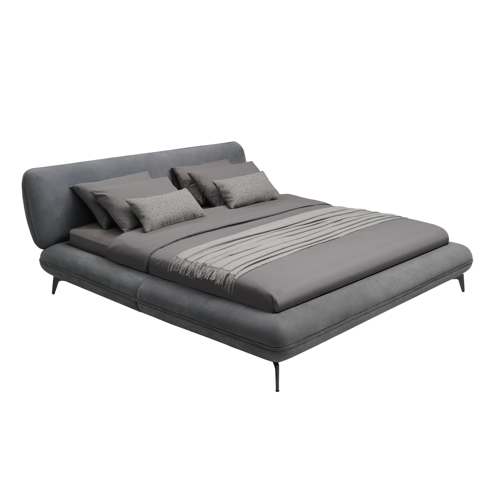 Leather upholstery grey Stone Bed